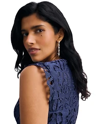 The Fold Women's Valencia Lace Scalloped Fit-and-Flare Midi Dress