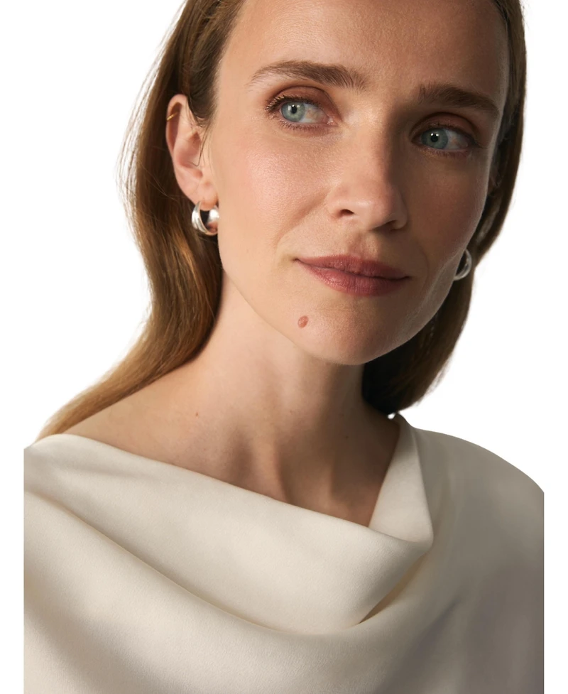 The Fold Women's Loano Long-Sleeve Cowl Neck Satin Blouse