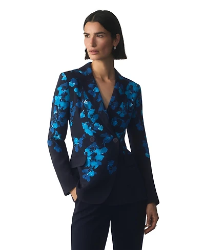 The Fold Women's Knighton Double-Breasted Floral-Print Silk Blazer