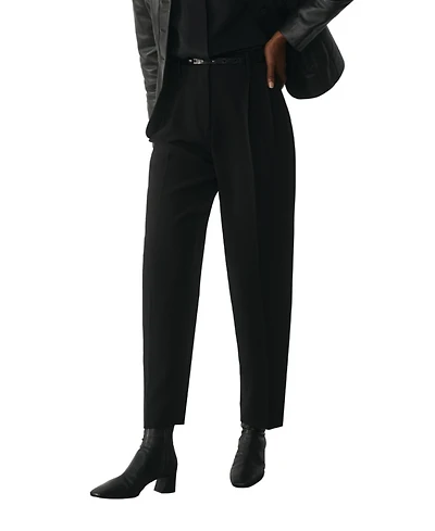 The Fold Women's Siena High-Waist Pleated Barrel Trousers
