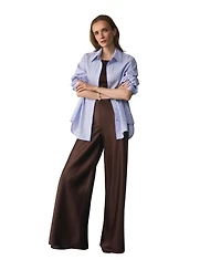 The Fold Women's Lucena High-Waisted Wide-Leg Satin Trousers