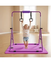 Sevorley Folding Gymnastic Bar for Kids, Adjustable Height Training Kip Bar with Mat