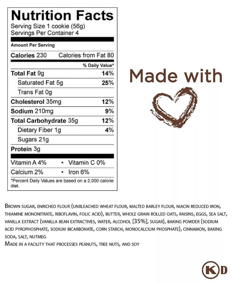 Salt of the Earth Bakery Fresh Baked Oatmeal Rasin Cookies Gourmet Boxes, 16-Piece