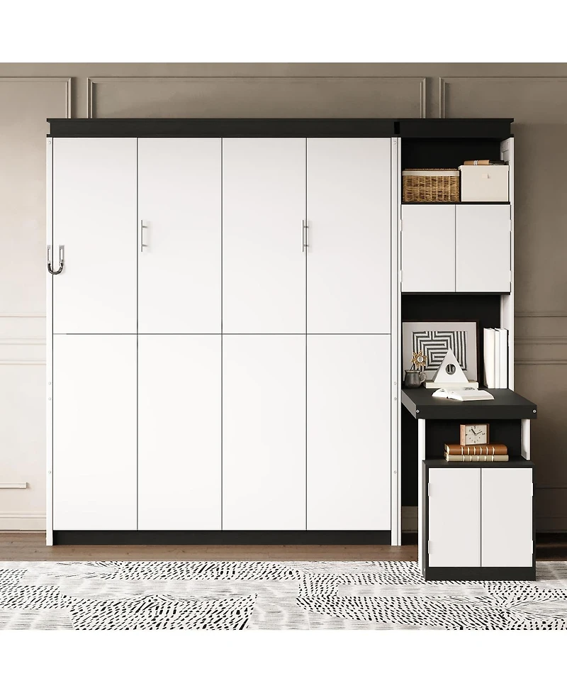 Streamdale Furniture Full Size Murphy Bed with Desk and Storage Shelves and Cabinets