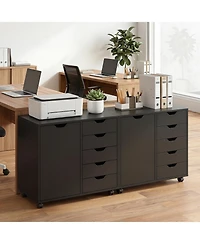 Mecale 5-Drawer Mobile Storage Cabinet with Door and Adjustable Shelf
