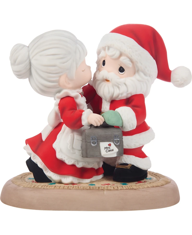 Precious Moments Santa Mrs. Claus Kissing Figurine