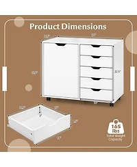 Mecale 5-Drawer Mobile Storage Cabinet with Door Cabinet