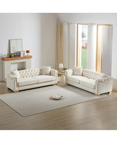 Streamdale Furniture Chesterfield Velvet 3+3 Seater Sofa Set
