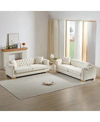Streamdale Furniture Chesterfield Velvet 3+3 Seater Sofa Set
