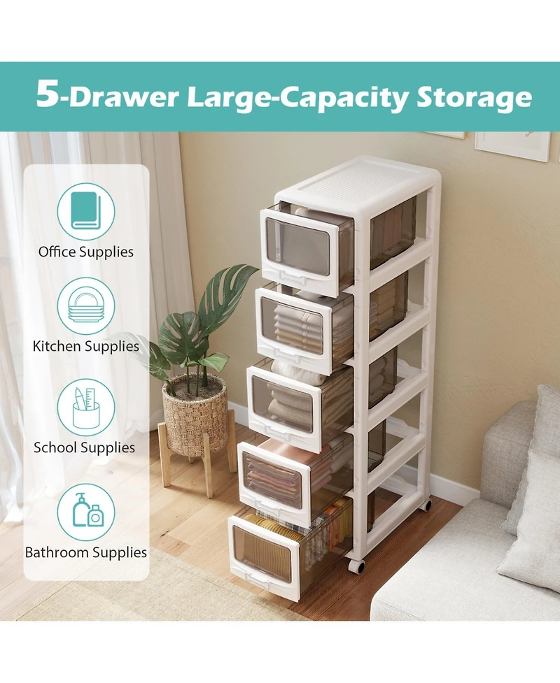 Mecale Drawer Rolling Storage Organizer Cart with Locking Wheels