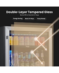 Yeego Beverage Refrigerator, 180 Cans Beverage Cooler, 24 inch , 34-54 , Built-in Beverage Fridge, Glass Door, for Home
