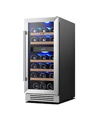 Yeego 15 Inch Dual Zone Black Wine Cooler 28 Bottles Capacity For Wine,40degree(s)F-65degree(s)F Fridge Freestanding/Built-in Home/Kitchen