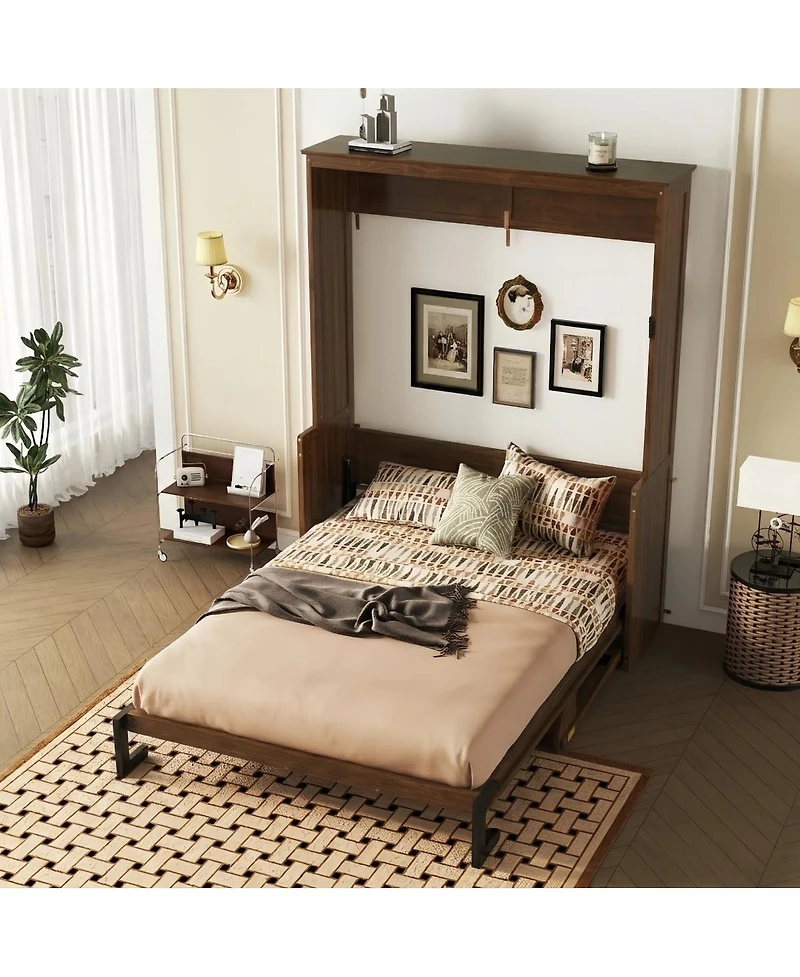 Streamdale Furniture Queen Size Wood Murphy Bed with Gas Struts