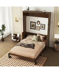 Streamdale Furniture Queen Size Wood Murphy Bed with Gas Struts