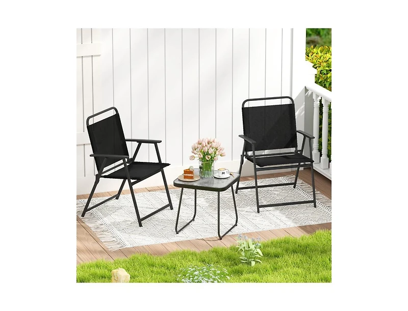 Boyel Living 3 Pieces Patio Folding Conversation Chairs and Table