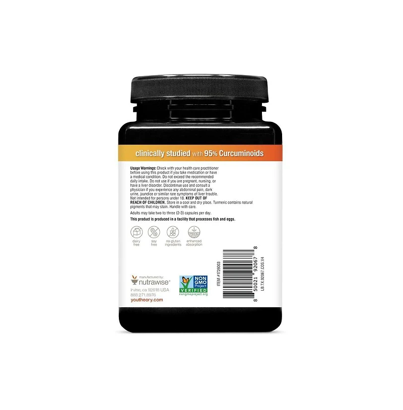 Youtheory Turmeric Extra Strength, 210 Vegetarian Capsules 70 Day Supply, Supplement for Muscle and Brain Health