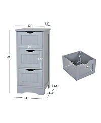 Gymax 3-Drawer Bathroom Floor Cabinet Free Standing Side Storage Organizer