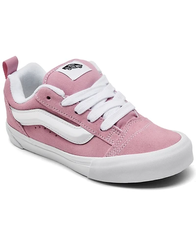 Vans Little Girls' Knu Skool Puffy Tongue and Ankle Collar Oversized Laces Sneakers from Finish Line, Created for Macy's
