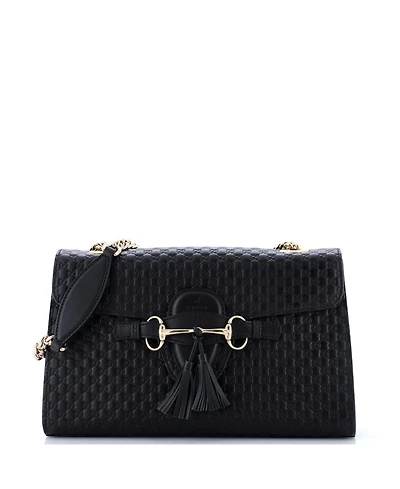 Pre-Owned Gucci Medium Emily Chain Flap Bag Microguccissima Leather