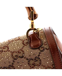 Pre-Owned Gucci Mini Bamboo 1947 Top Handle Bag Crystal Embellished Gg Canvas