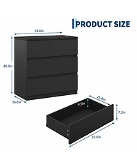homfan 3 Drawer Dresser, 22.8"Wide Set of 2 Wood Chest Drawers with Anti Tip Safety Kit, Smooth Sliding Storage Cabinet