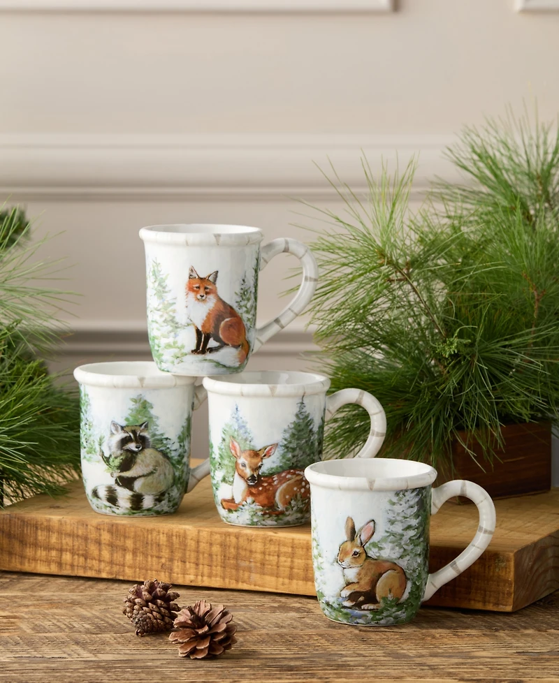 Certified International Winter Cabin Mugs, Set of 4