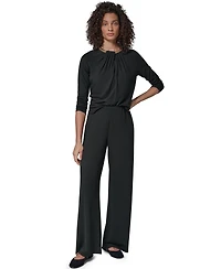Donna Karan New York Women's Wide-Leg Flat Front Pull-On Pants