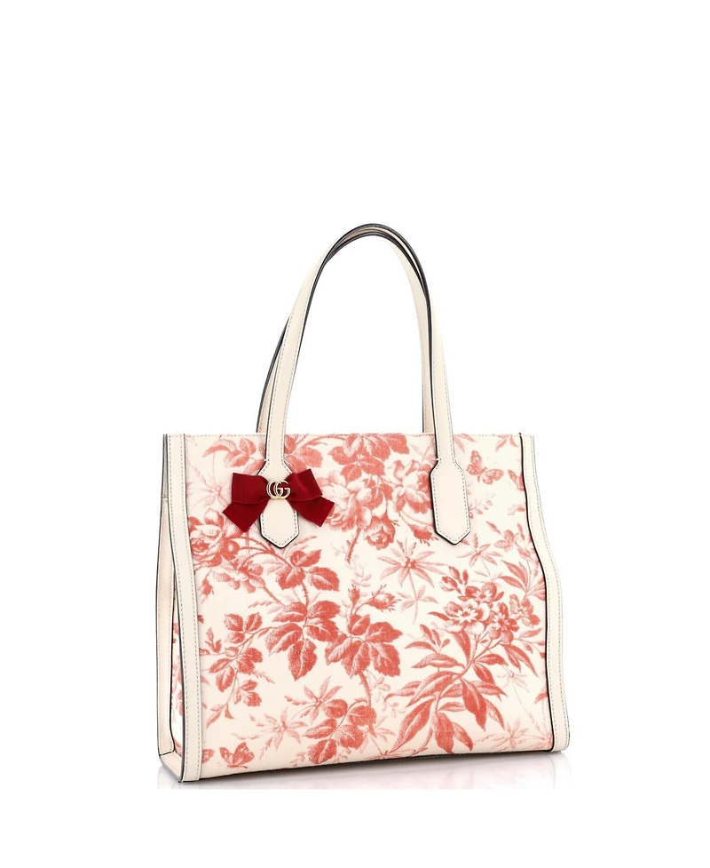 Pre-Owned Gucci Medium Gg Ribbon Tote Coated Printed Canvas