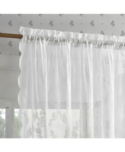 No. 918 Lillemor Vintage Floral Lace Sheer Rod Pocket Curtain Panel Pair