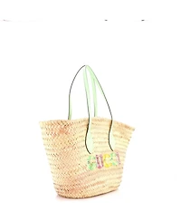 Pre-Owned Gucci Small Logo Open Tote Woven Raffia