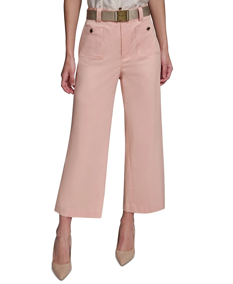 Karl Lagerfeld Paris Women's Mid-Rise Belted Cropped Pants