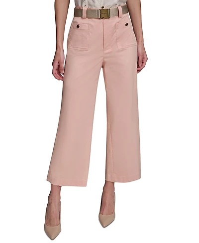 Karl Lagerfeld Paris Women's Mid-Rise Belted Cropped Pants