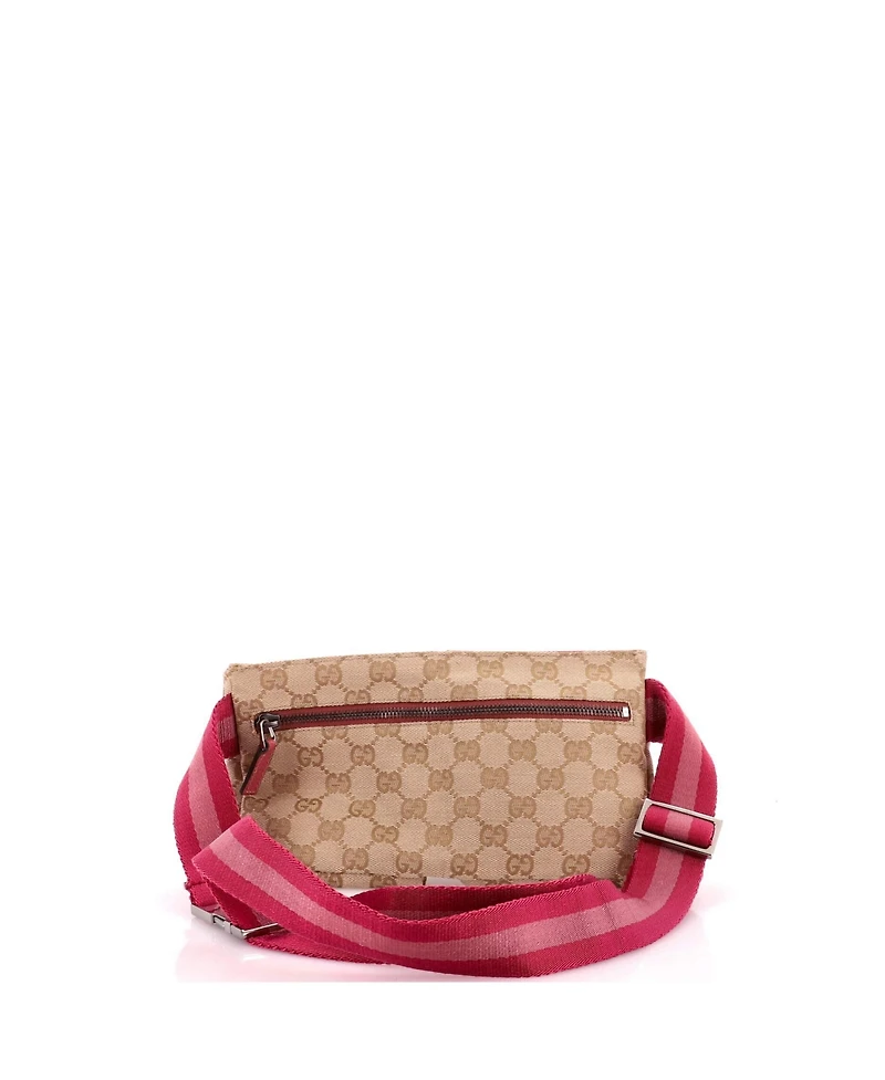 Pre-Owned Gucci Small Vintage Double Belt Bag Gg Canvas with Leather