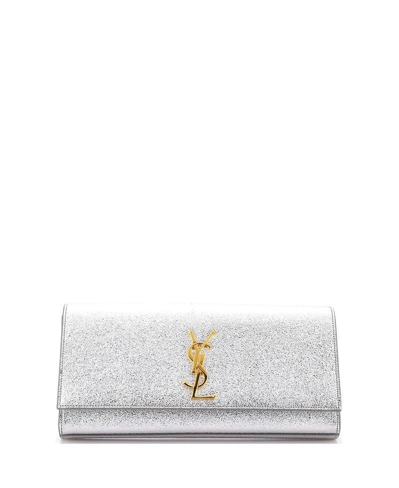 Pre-Owned Saint Laurent Long Classic Monogram Clutch Metallic Calfskin