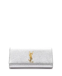 Pre-Owned Saint Laurent Long Classic Monogram Clutch Metallic Calfskin