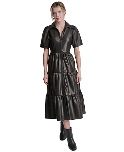 Dkny Jeans Women's Button-Front Tiered Dress