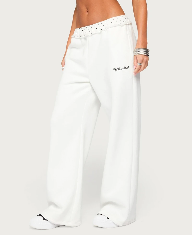Edikted Women's Deila Polka-Dot Wide-Leg Sweatpants