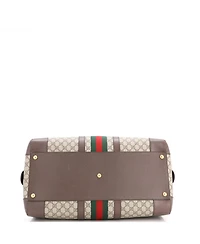 Pre-Owned Gucci Large Savoy Web Convertible Duffle Bag Gg Coated Canvas