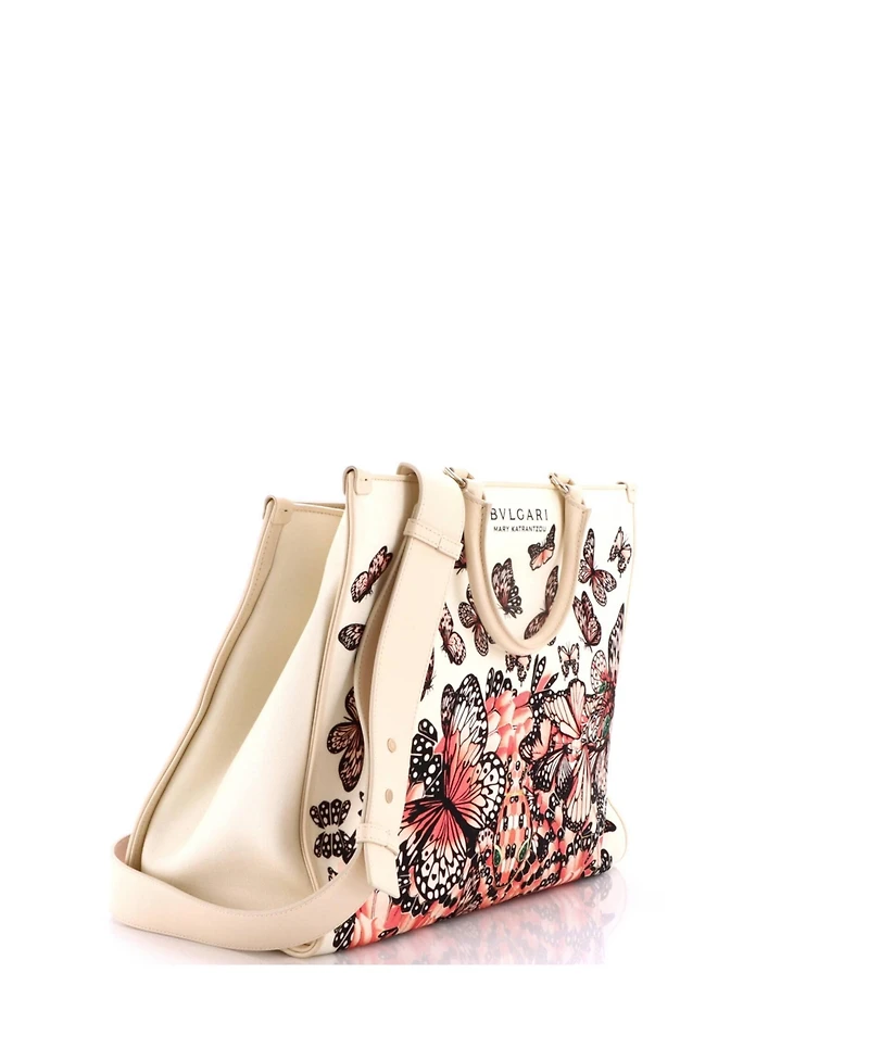 Pre-Owned Bvlgari Medium Convertible Shopping Tote Printed Canvas and Leather