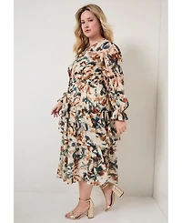June + Vie Women's Tiered Pleated Midi Dress