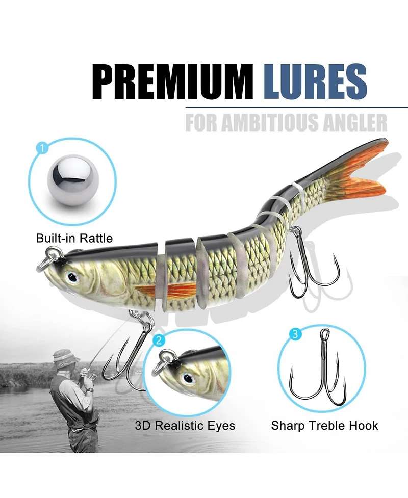 Piscifun Slow Sinking Jointed Swimbait Lures Freshwater Saltwater Fishing Bait For Trout Walleye Pike