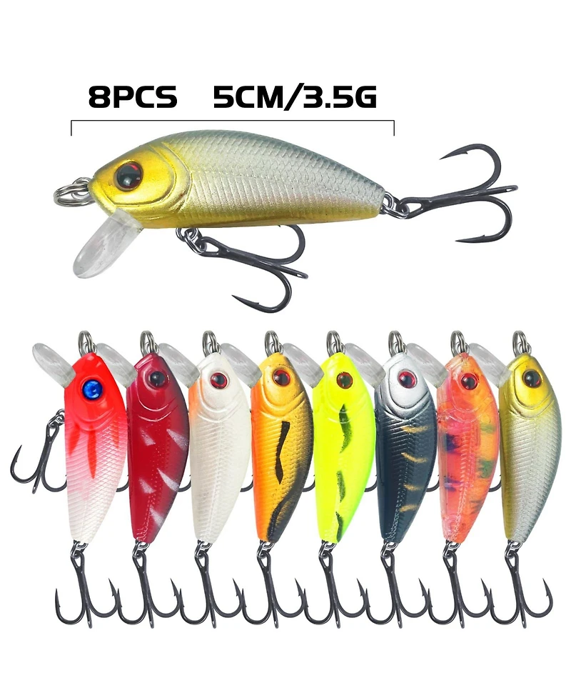 Piscifun 43- pieces Fishing Lures Kit Mixed Hard Baits Minnow Popper Crankbaits Freshwater Saltwater