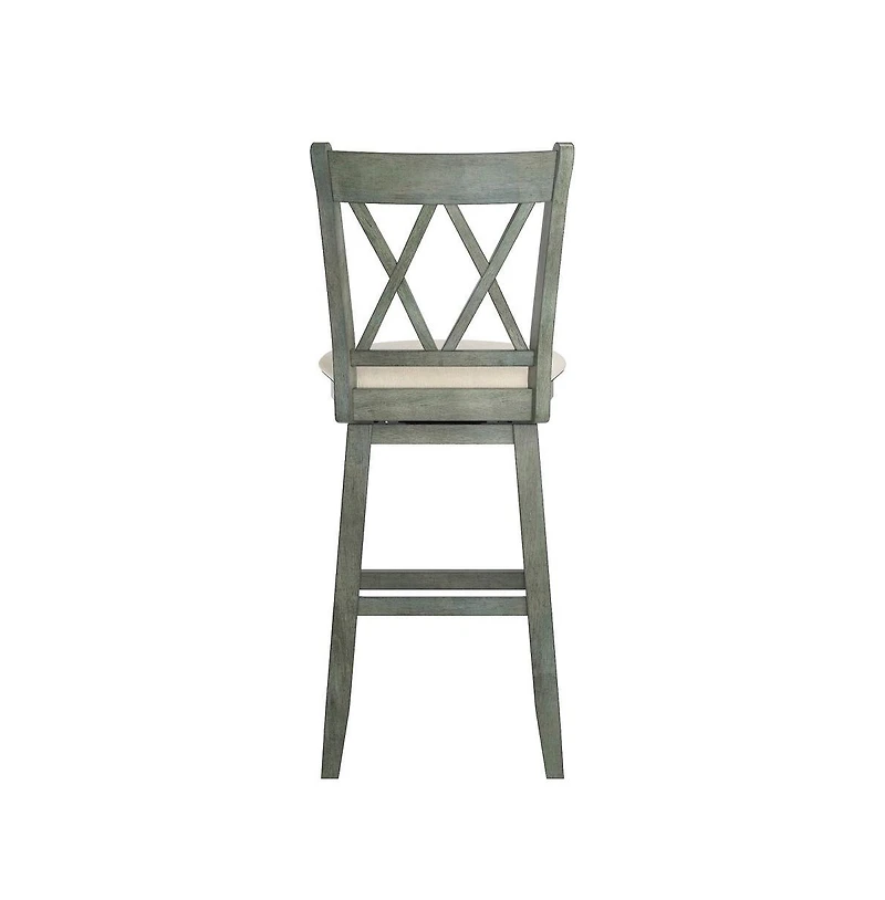 iNSPIRE Q Lea Cross Swivel Bar Stool w/ Beige Linen Seat