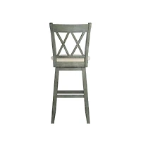 iNSPIRE Q Lea Cross Swivel Bar Stool w/ Beige Linen Seat