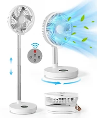 Sugift Portable Rechargeable Pedestal Fan with Remote and 7200mah Battery, Table Desk Fan Folding Oscillating Fan