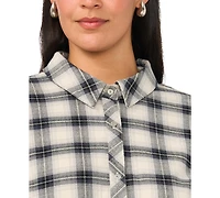 Vince Camuto Plus Plaid Midi Loose-Fit Shirt Dress