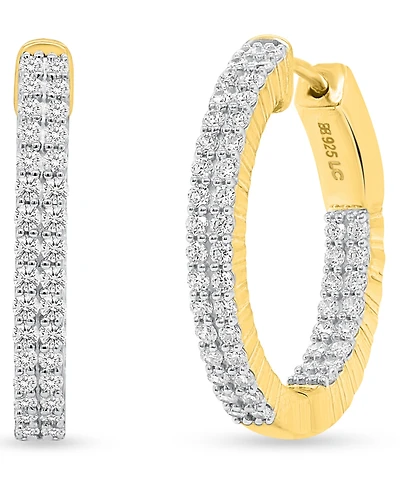 Forever Grown Diamonds Lab-Grown Diamond Double Row Inside Out Hoop Earrings (1 ct. t.w.) Sterling Silver (Also 14k Gold-Plated Silver)