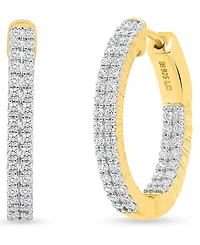 Forever Grown Diamonds Lab-Grown Diamond Double Row Inside Out Hoop Earrings (1 ct. t.w.) Sterling Silver (Also 14k Gold-Plated Silver)