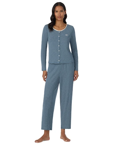 Lauren Ralph Women's Button Down Top and Ankle Pant Set