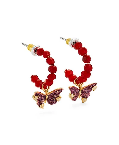 Fable England Hera Butterfly Charm Hoop Earrings in Gold